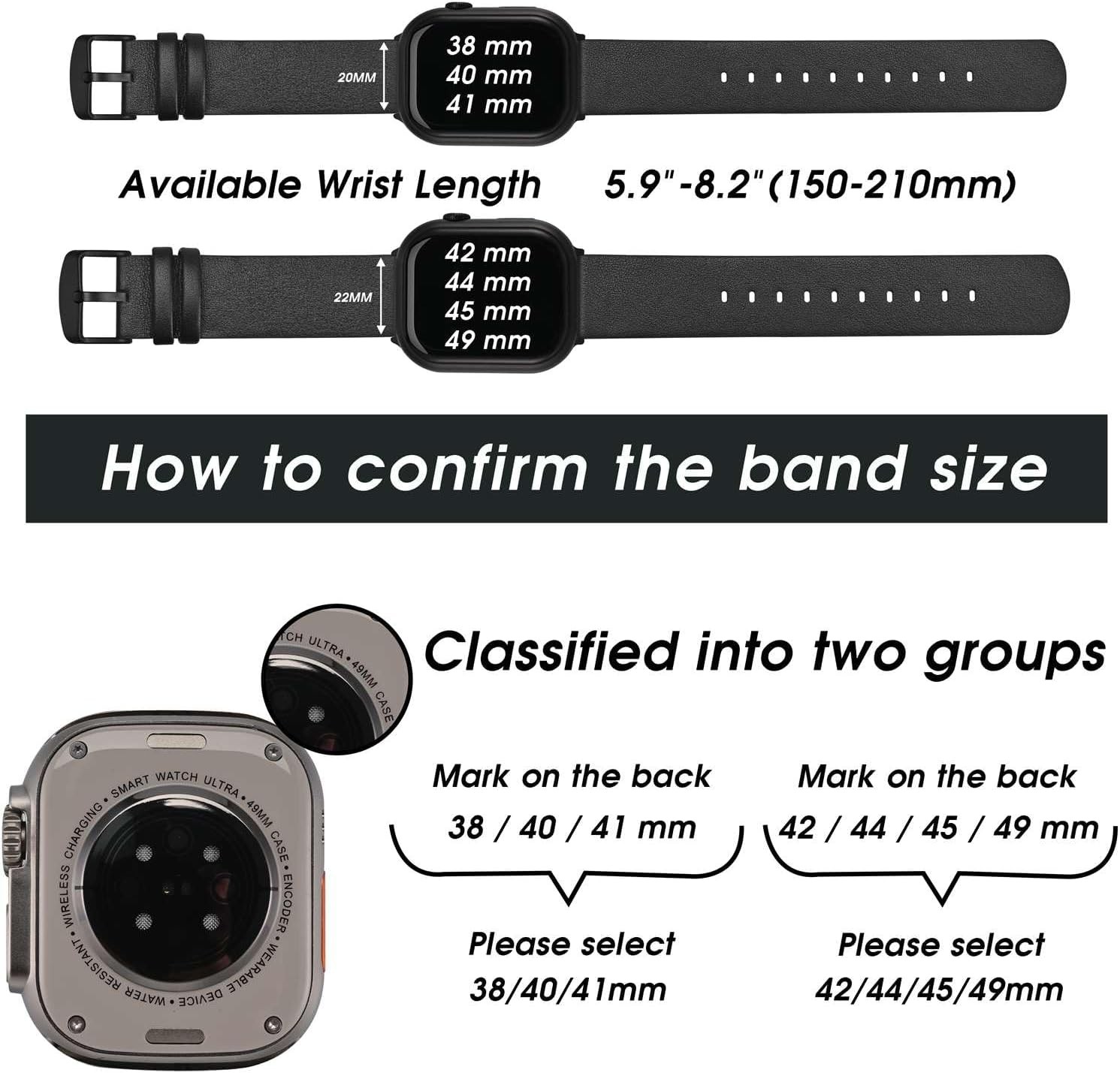 Genuine Leather Band for Apple Watch Series Ultra 49mm 45mm, Replacement Strap