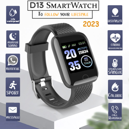 2023 SMARTWATCH SmartBand per ANDROID DONNA UOMO notifiche APP FITNESS NUOVO