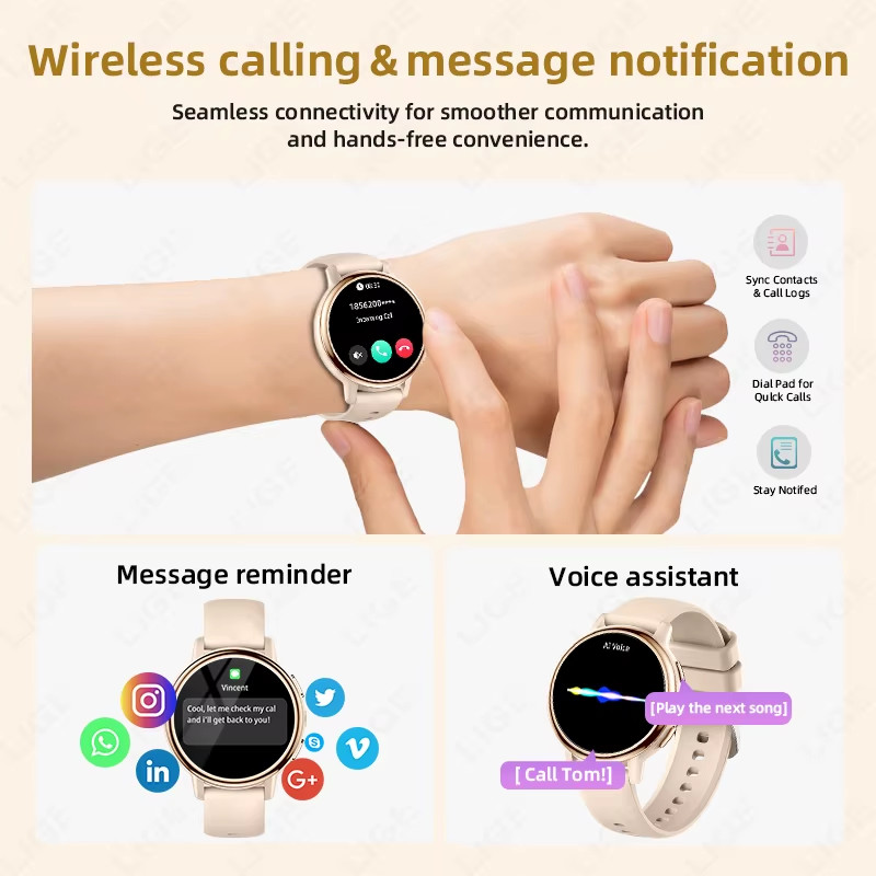 Smart Watch Women Sports Fitness Watches Bluetooth Call Voice Assistant Ladies S