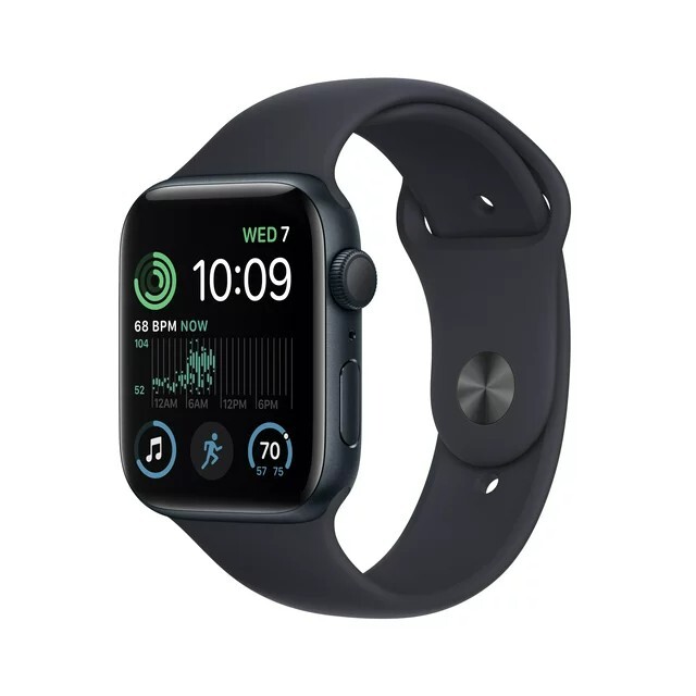 Apple Watch SE (2022) 44mm Midnight Aluminum Case with Sport Band, M/L (GPS +…