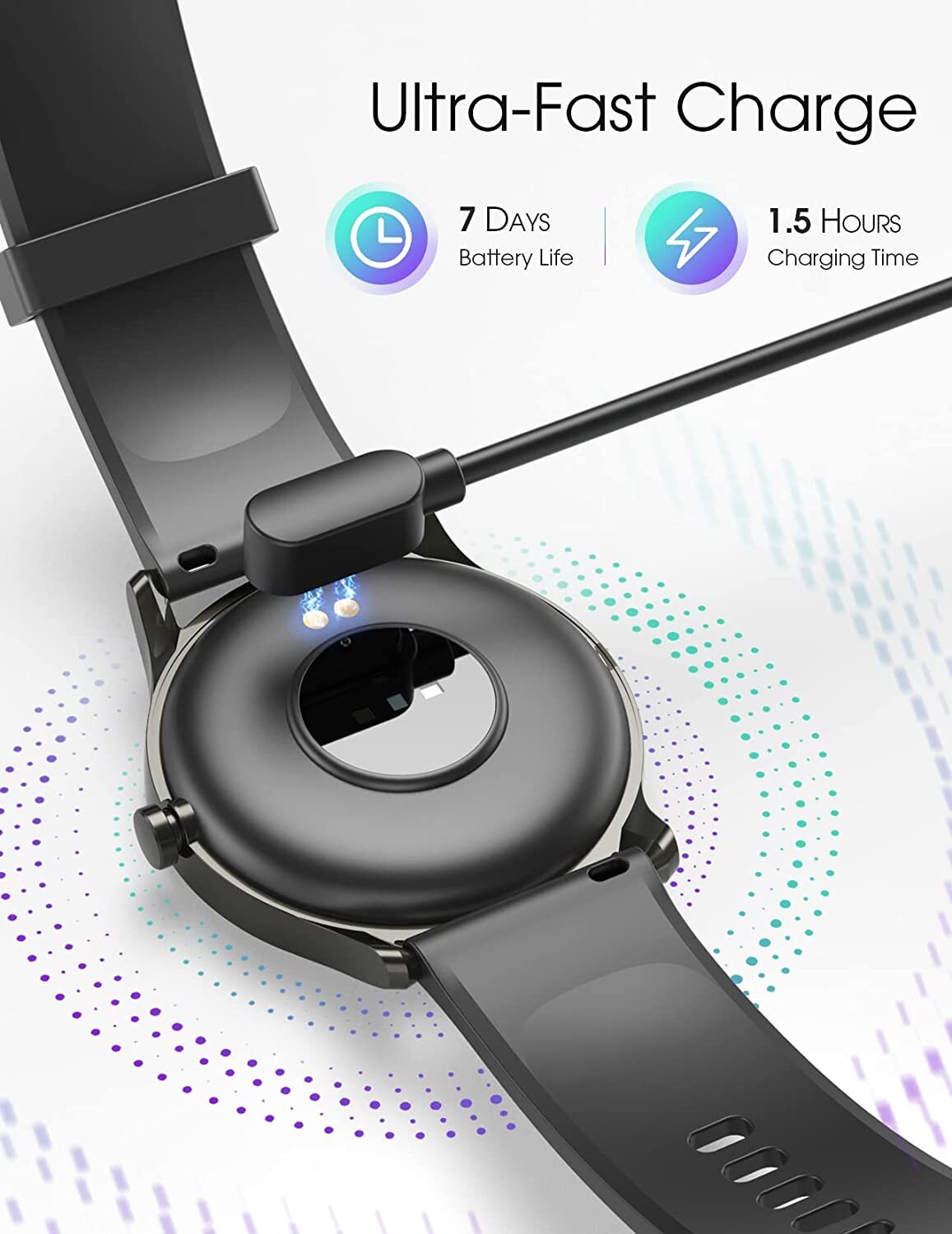 Smart Watch Fitness Tracker with Heart Rate, Blood Oxygen, Sleep Tracking, Music
