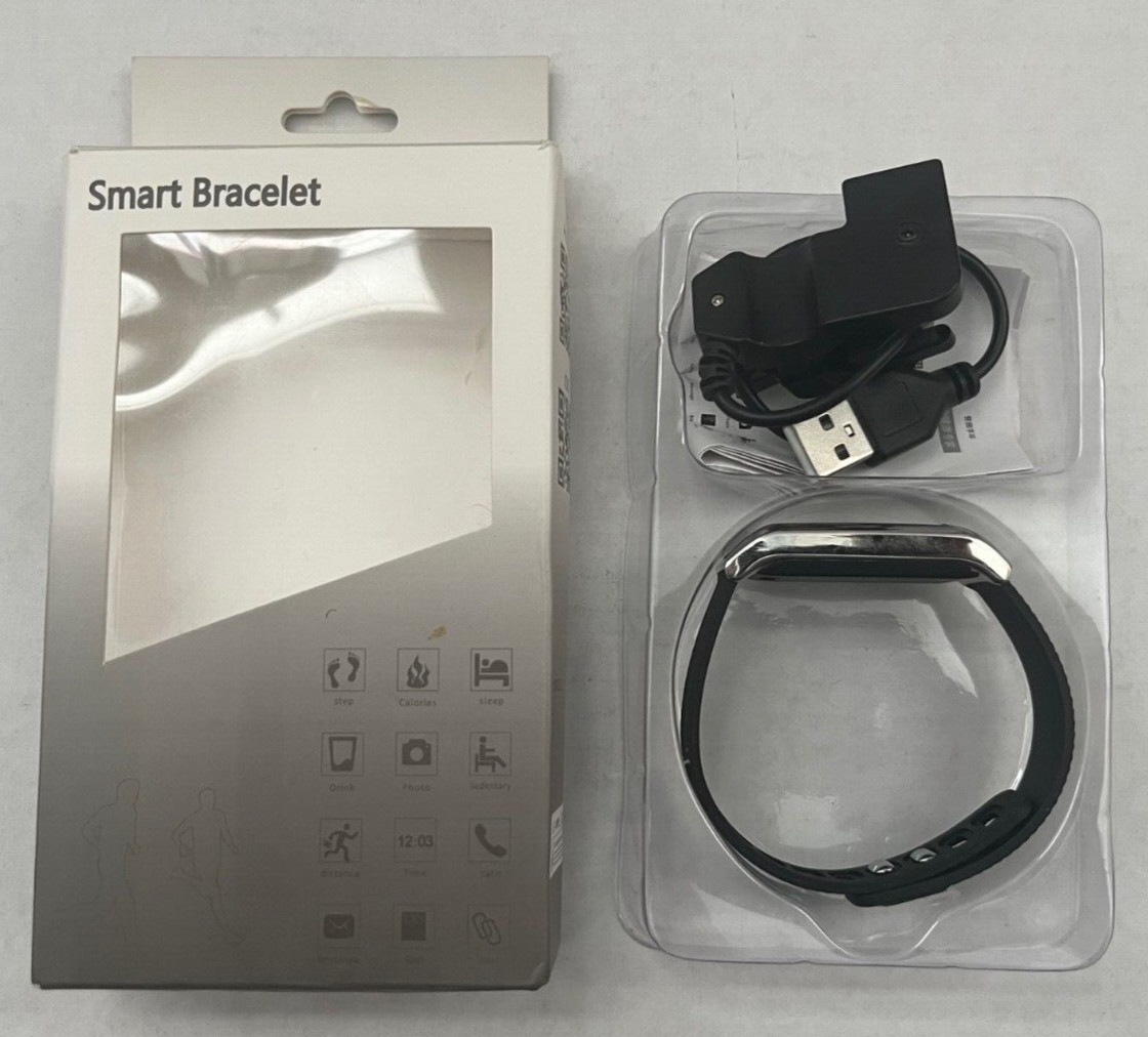 New! Black silver Unisex Android iOS SMART BRACELET For Steps Calories Sleep +