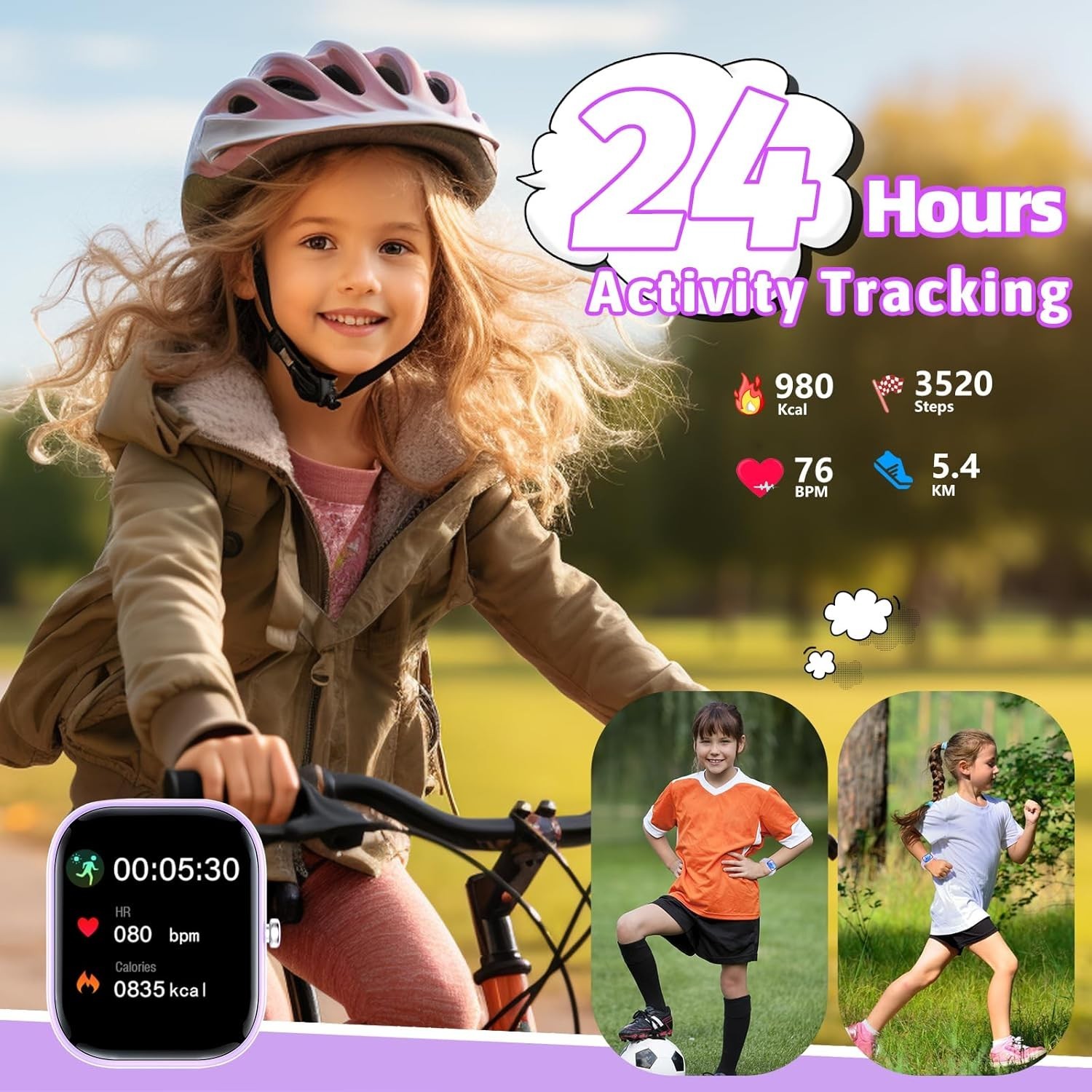 Waterproof Kids Watch with Heart Rate Monitor & Sleep Tracking – 6-14