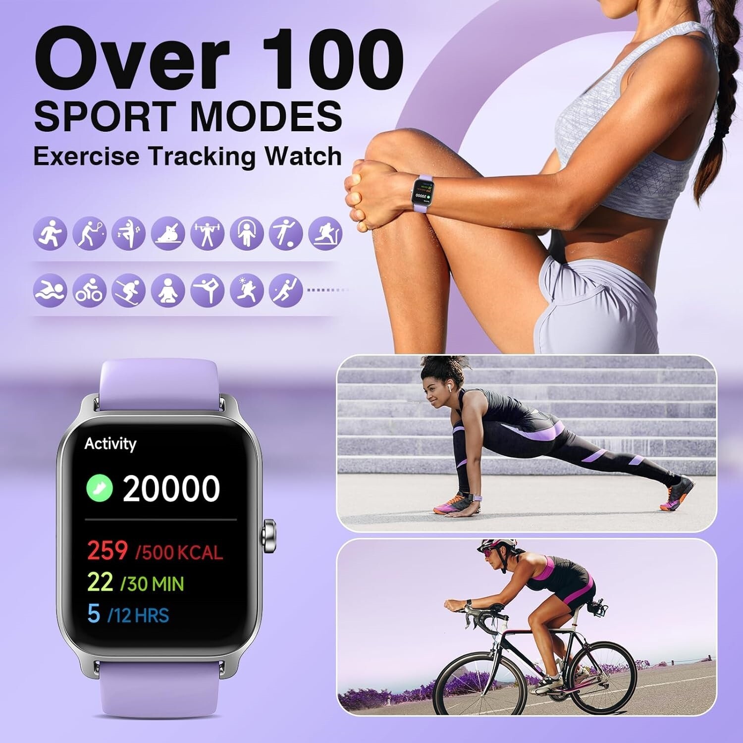 Reloj Inteligente Bluetooth De Mujer Para iPhone Android Glicina Pantalla Táctil