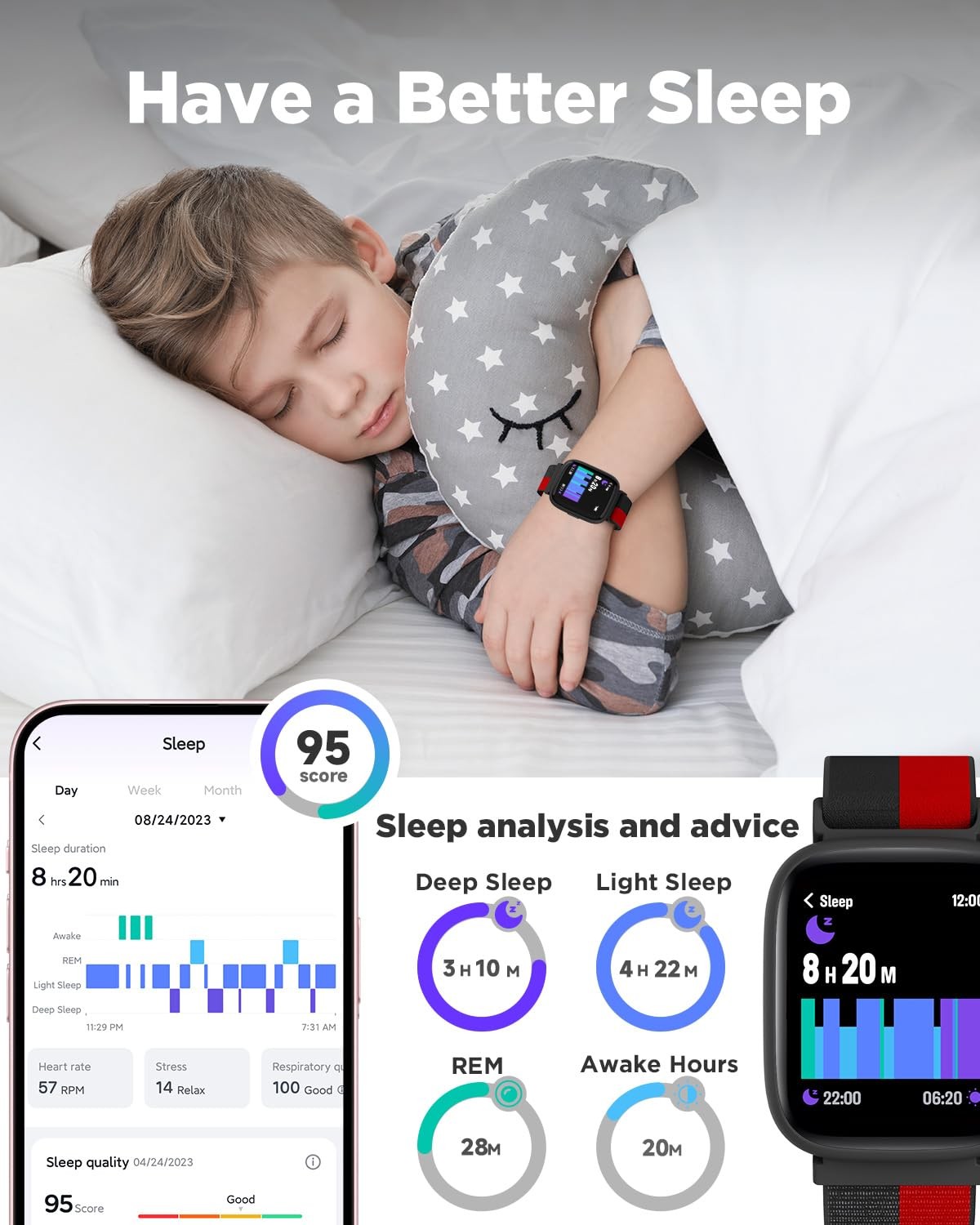 Smart Watch for Kids, 1.8″ Fitness Tracker Watch Pedometer, Heart Rate, IP68 …