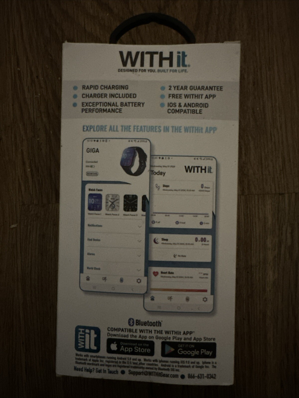 Giga Withit Smartwatch, Amoled High Defintion Touchscreen Display