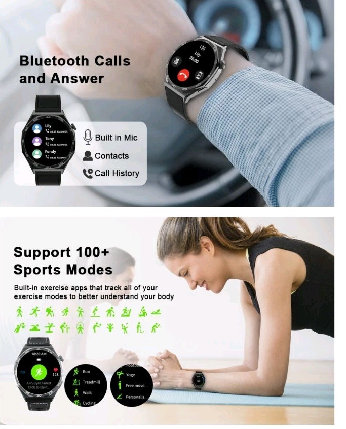 New! HIGH QUALITY AOC Z15 Fitness Sports SMARTWatch 1.43 AMOLED AI Submerge H20