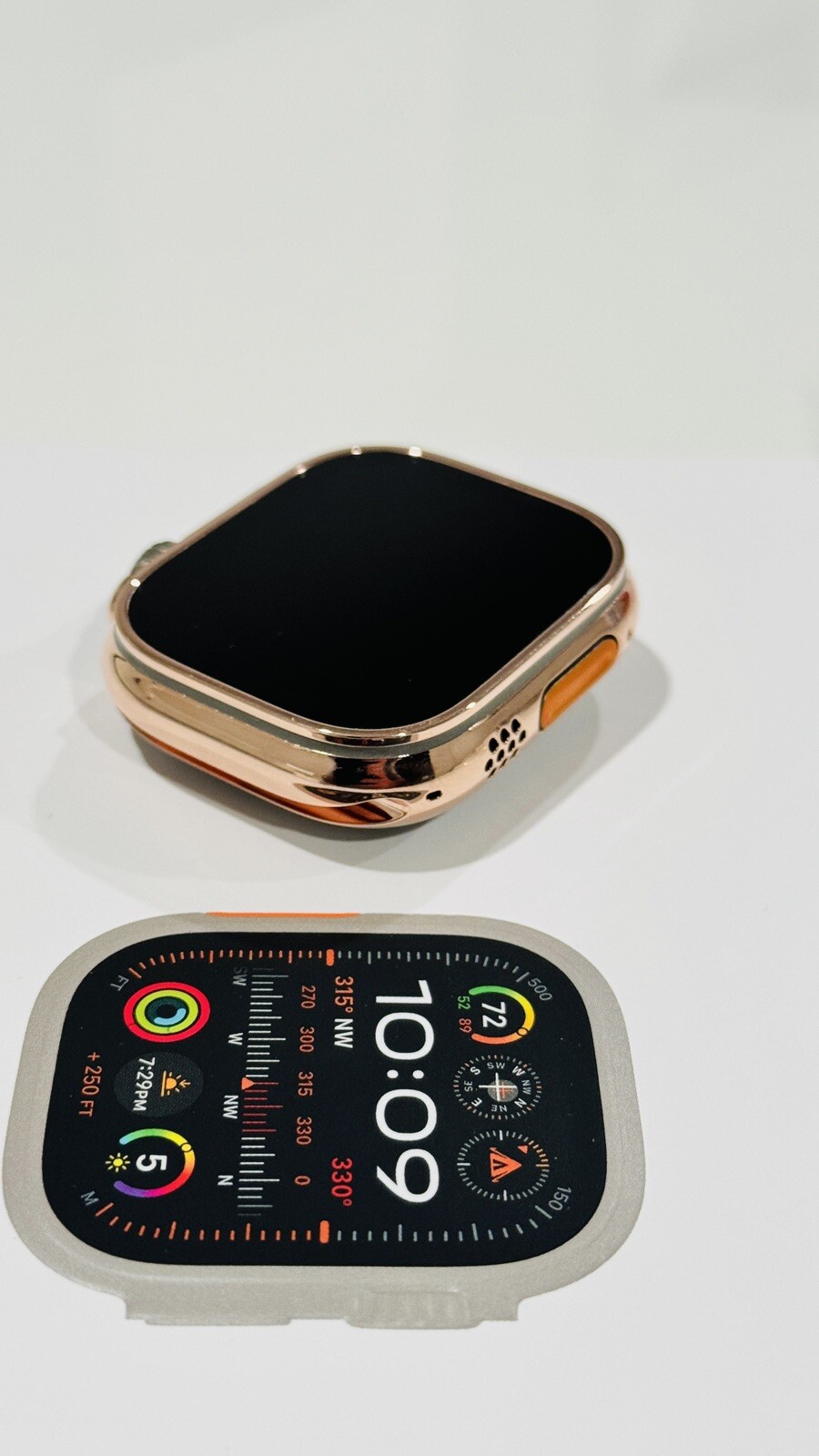 24k ROSE Gold Plated Apple Watch ULTRA 2 49mm Black Leather Band CUSTOM Lux Box