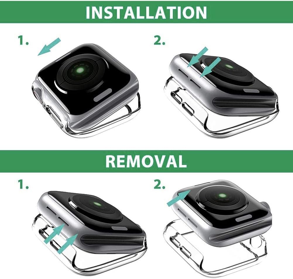 2 Pack Waterproof Hard Case for Apple Watch Series 9 41mm No Black Edge