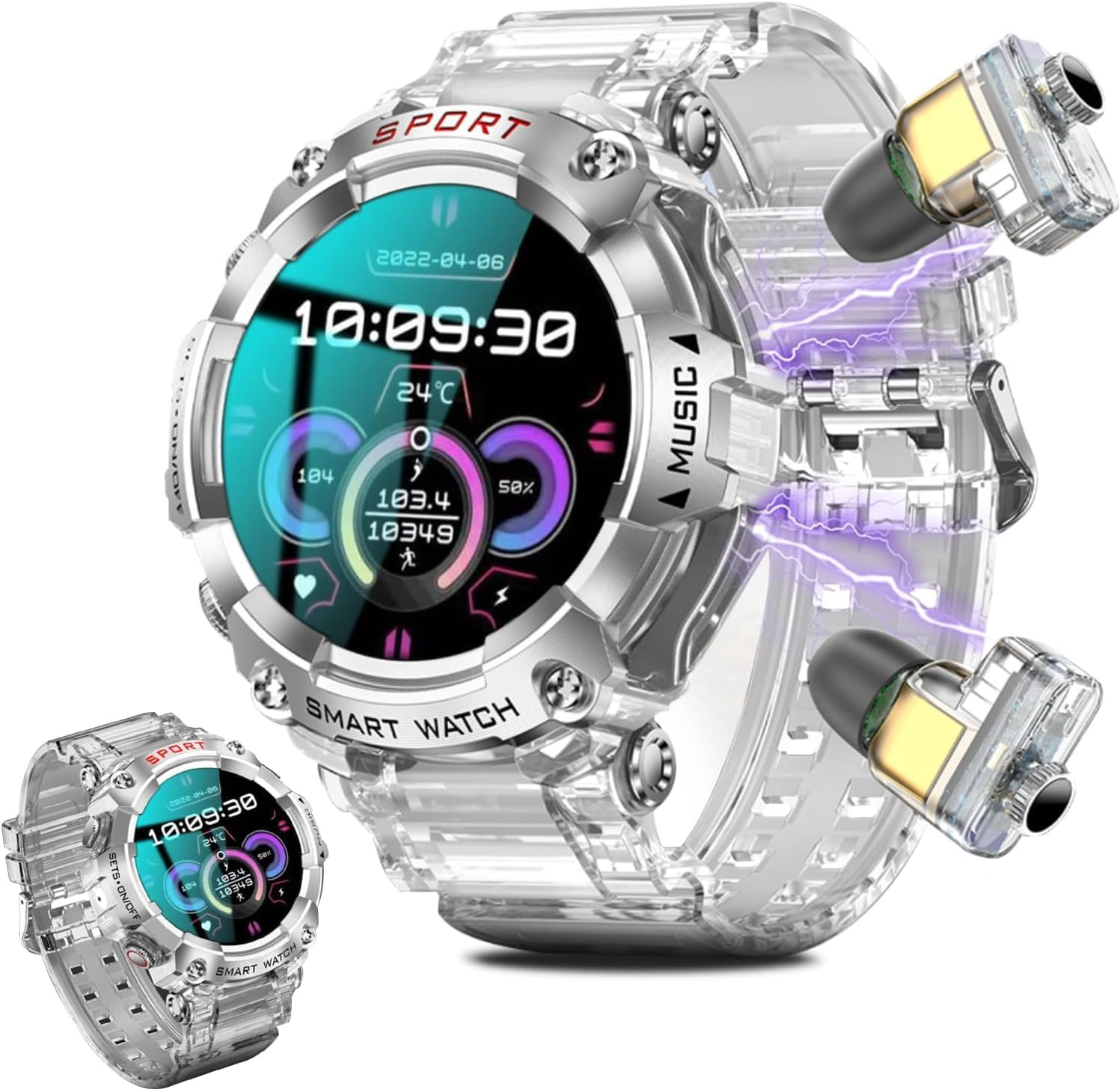 Smart Watch with Earbuds for Women Men,1.52″ HD Touch Screen & Bluetooth Call (M