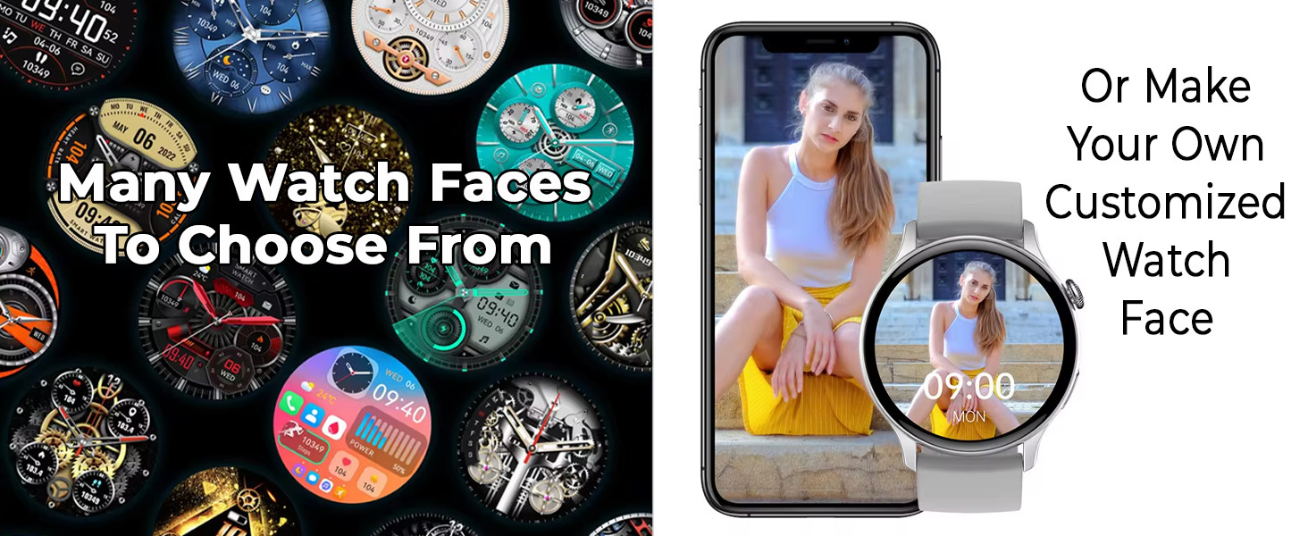 2025 Smartwatch: Round AMOLED, IP68 Water, Bluetooth, All Phones Health Tracker