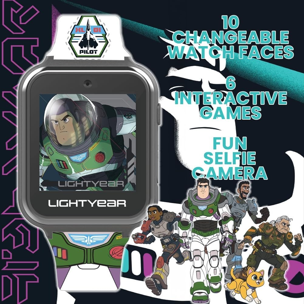 Buzz Lightyear Smartwatch for Kids, Quartz Timepiece, White, Fun Features, Durab