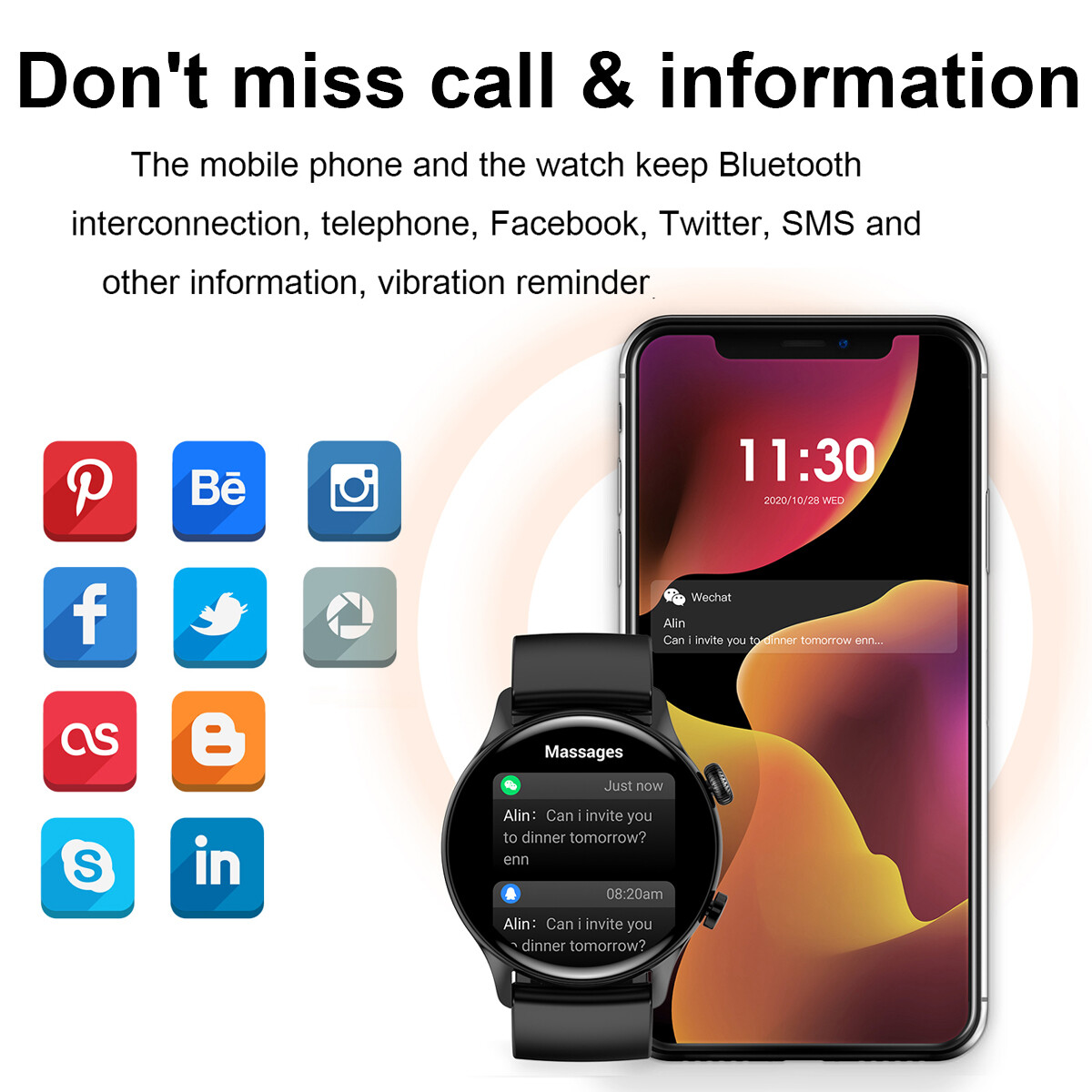 Smart Watch Women Men Lady Sport Fitness Smartwatch Call SMS Notification