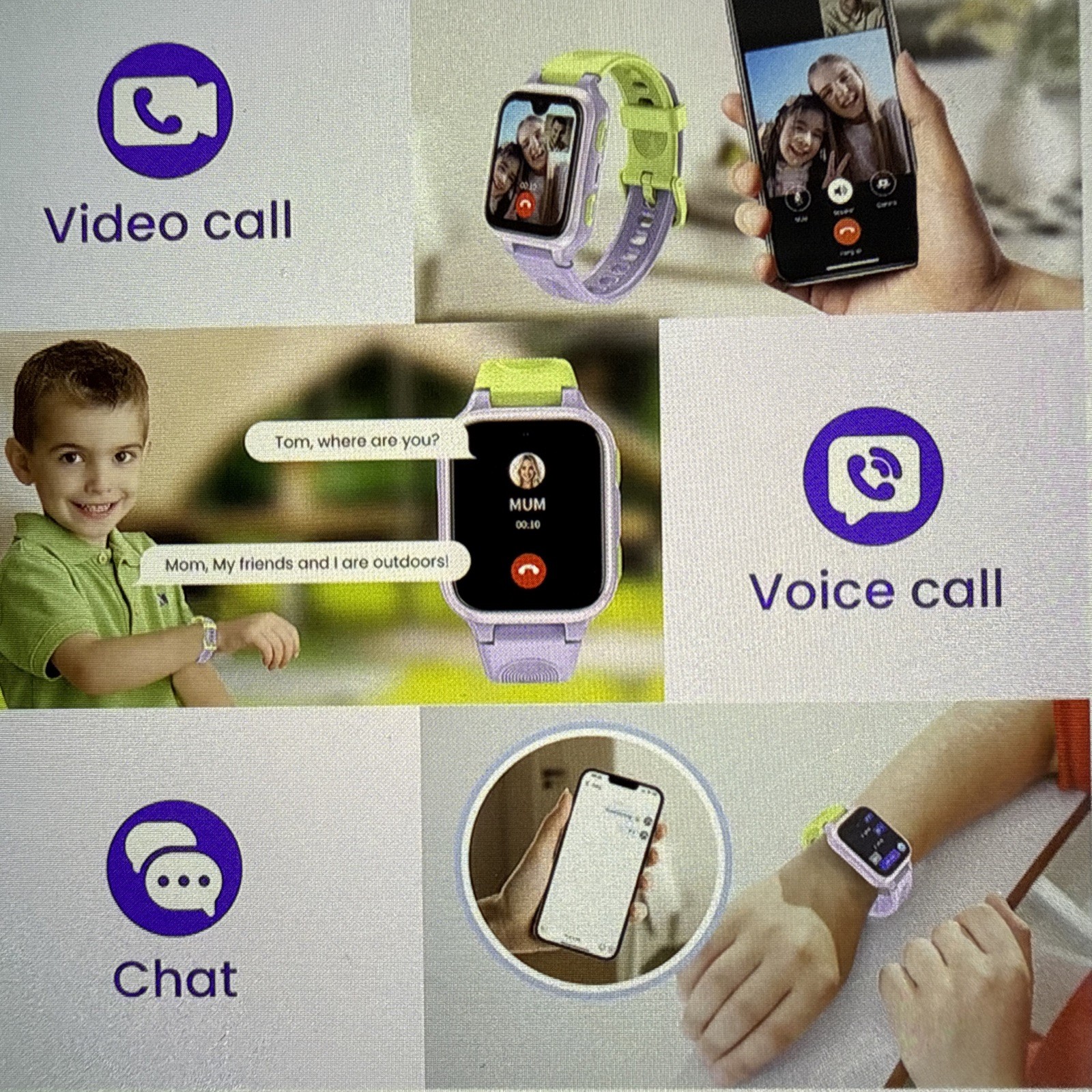 K9 Smart Watch for Kids with GPS Tracker, AI Voice & Video Call,1.78″ Purple