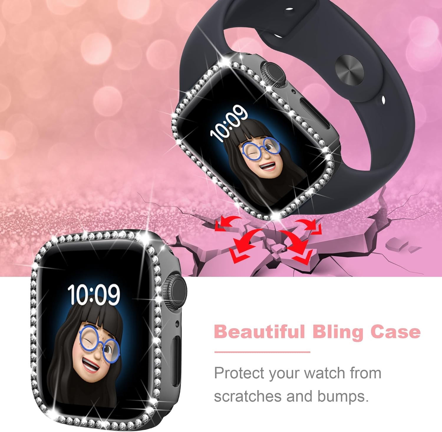 8 Colorful Glitter Diamond Bumper Case Set for Apple Watch Series 11 46mm
