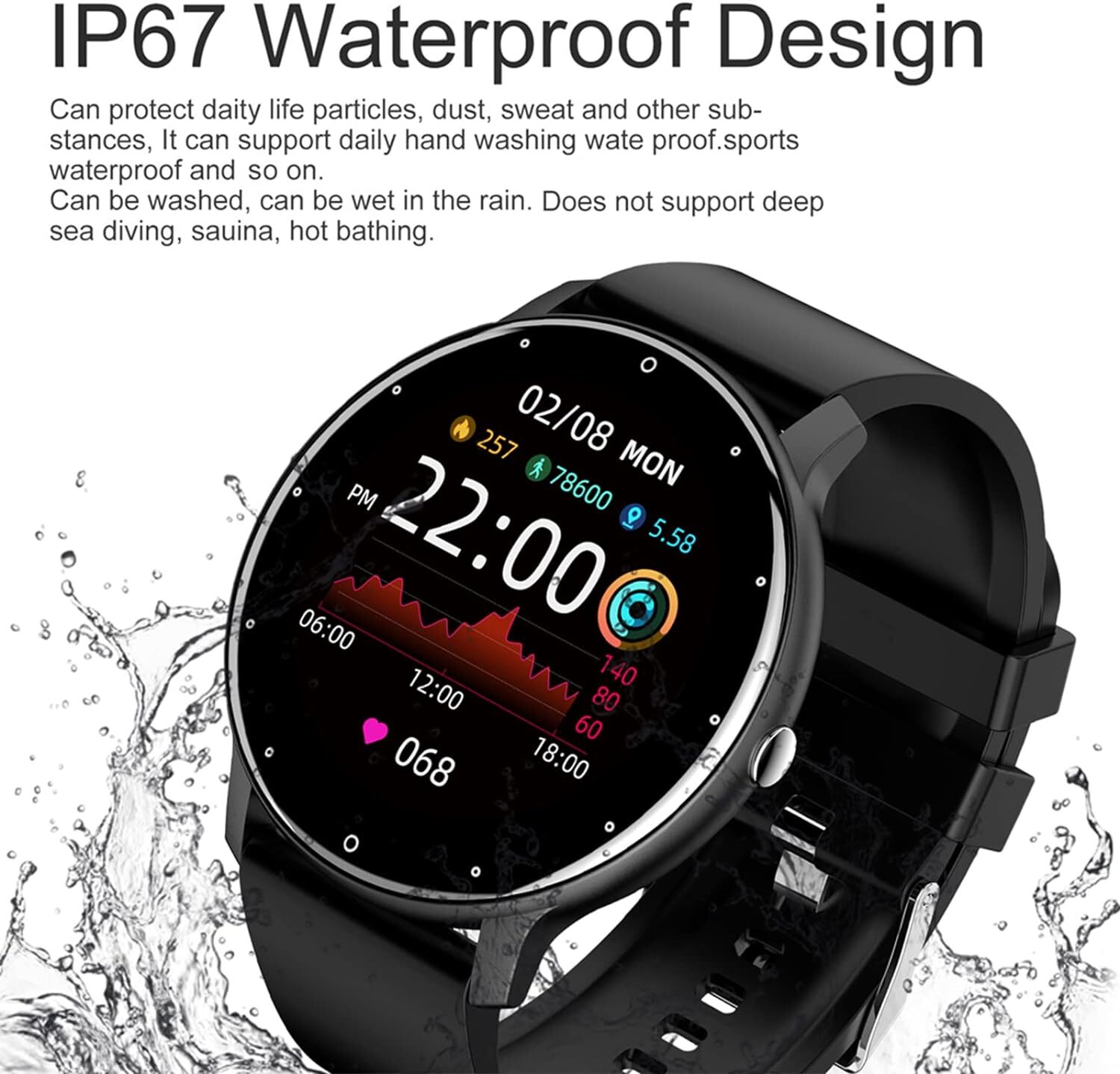 Fitness Gym Activity Tracker HD Touch Screen Smartwatch for Nokia G50