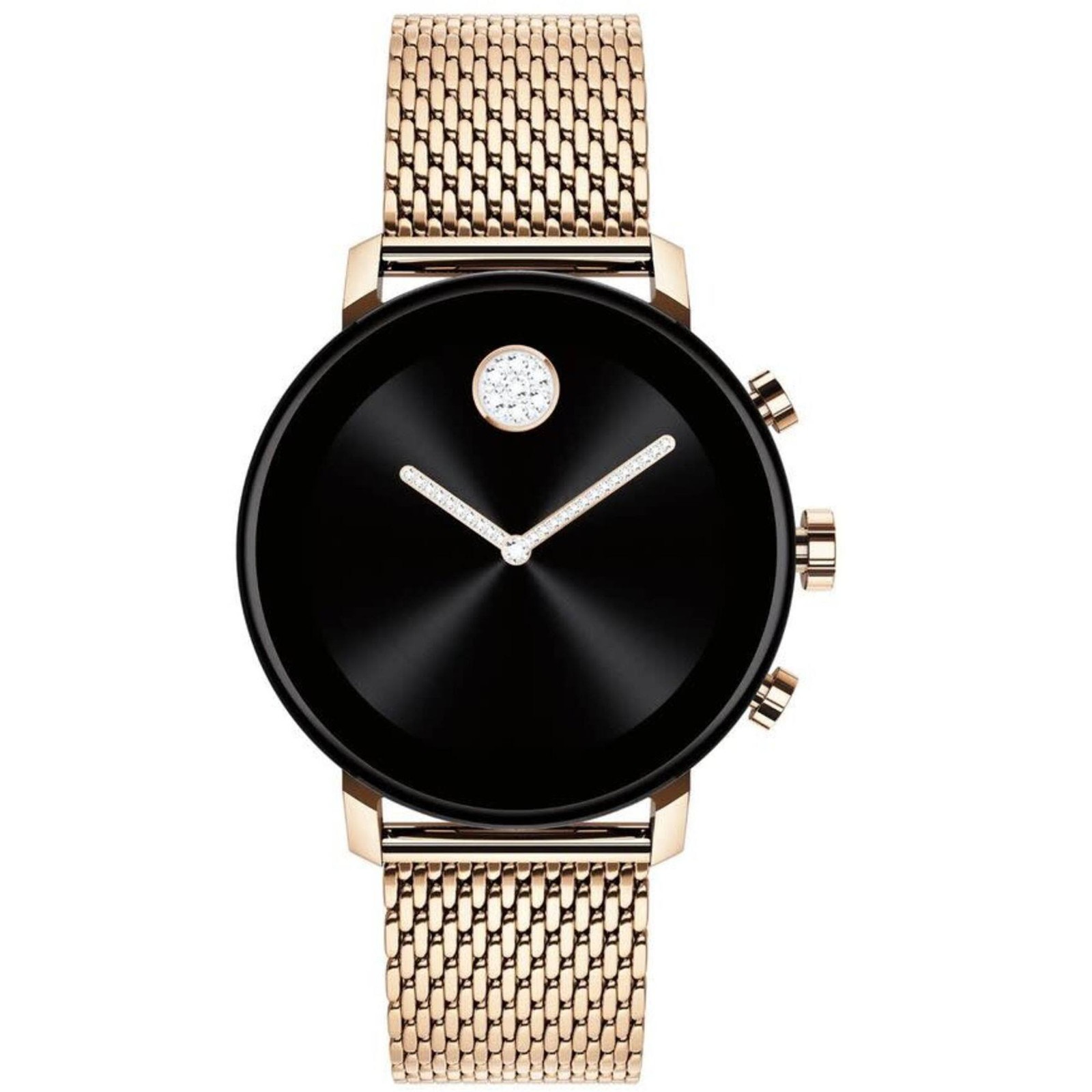 Movado Unisex Smartwatch Bold Quartz Black Dial Rose Gold Bracelet 3660027