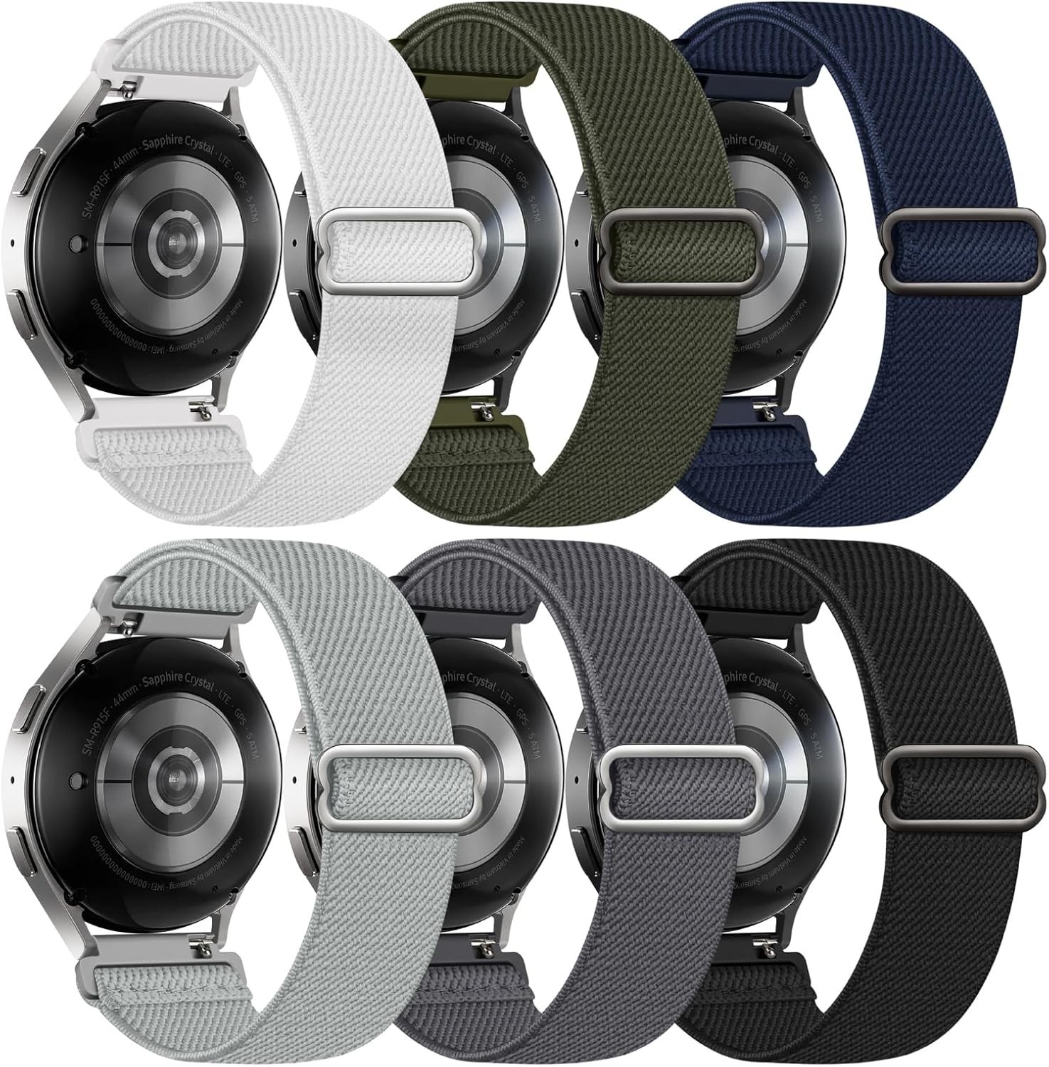 6 Pack Elastic Bands for Samsung Galaxy Watch 7 40mm 44mm, Sport Straps