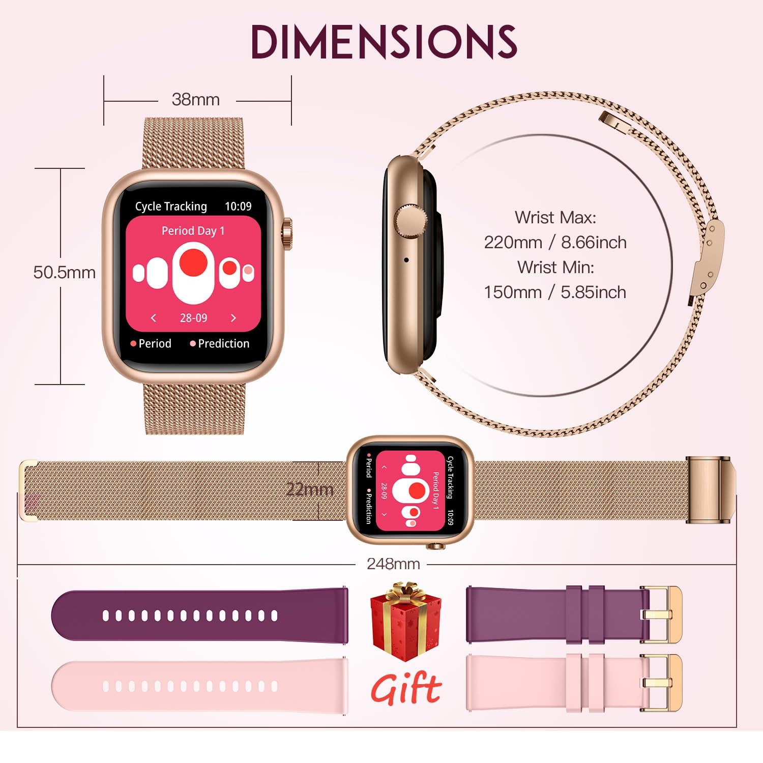 Reloj Inteligente Para iPhone y Android De Mujer Smart Watch Con Pantalla Táctil