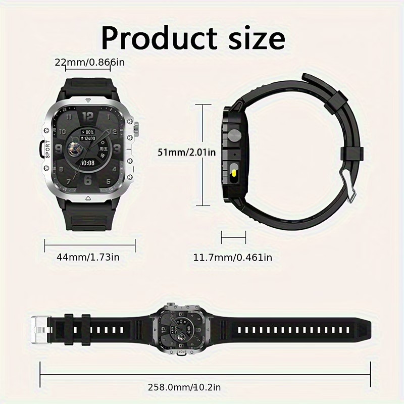 🔥 Military Smart Watch Men Android Rugged Tactical Fitness Tracker LED Flash Br