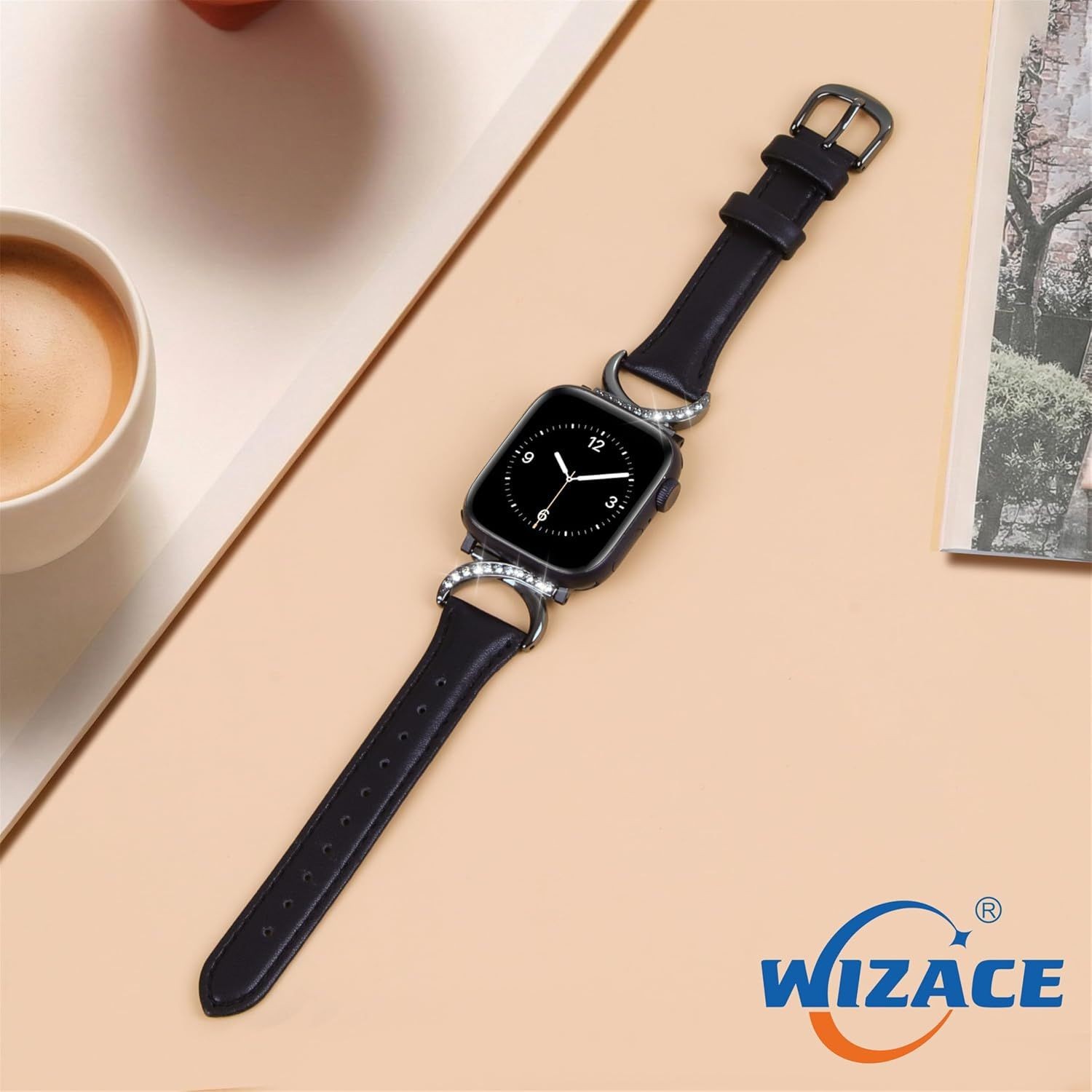 Leather Strap Compatible with Apple Watch Series 7 8 9 38/40/41mm C-Shape Buckle
