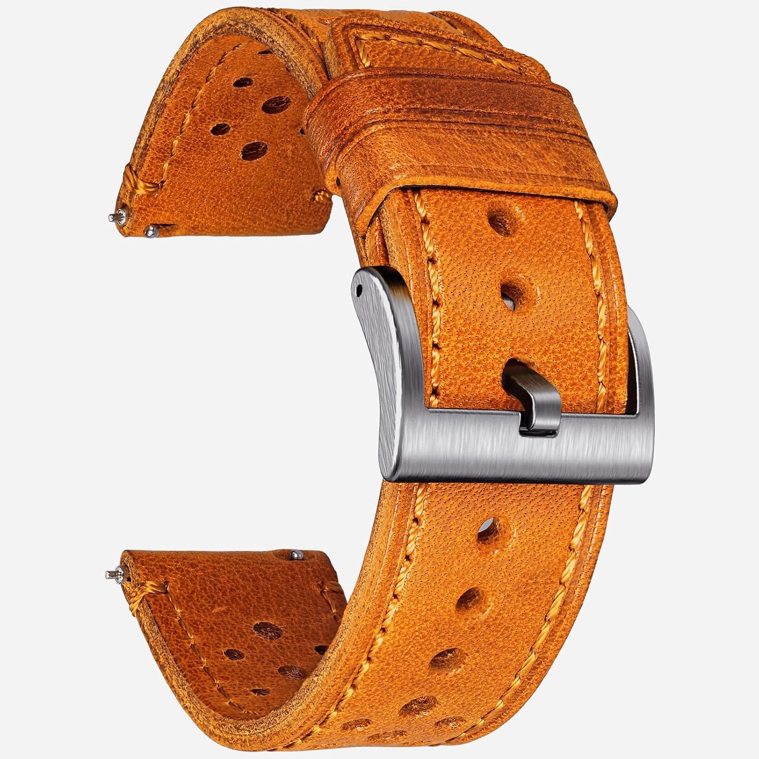 Genuine Perforated Leather Watch Band for Smart Watch 18 20 22 24mm Quick Releas