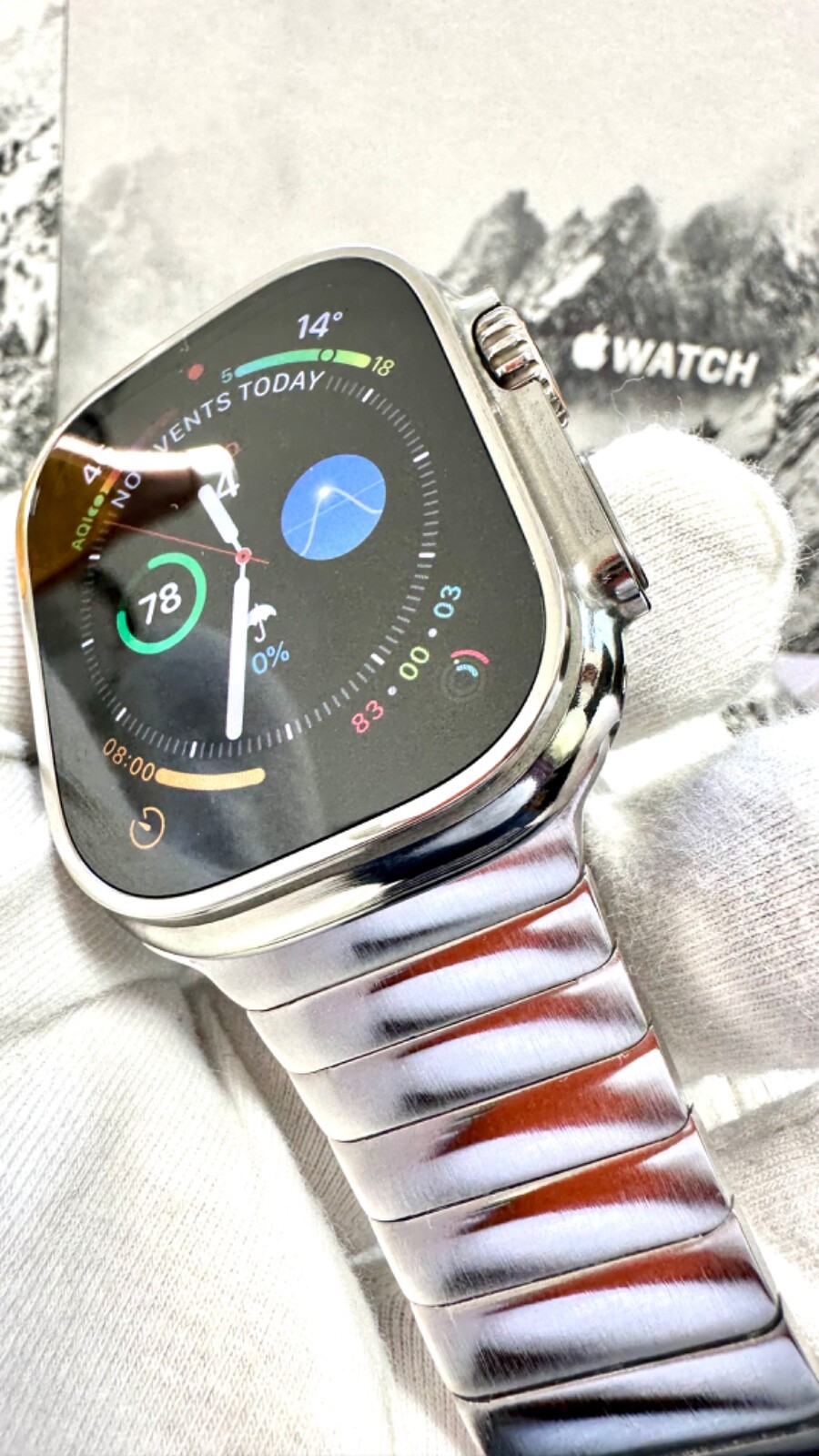 Apple Watch ULTRA 49mm Diamond Polished Mirror Finish Polished Link Band Sport B