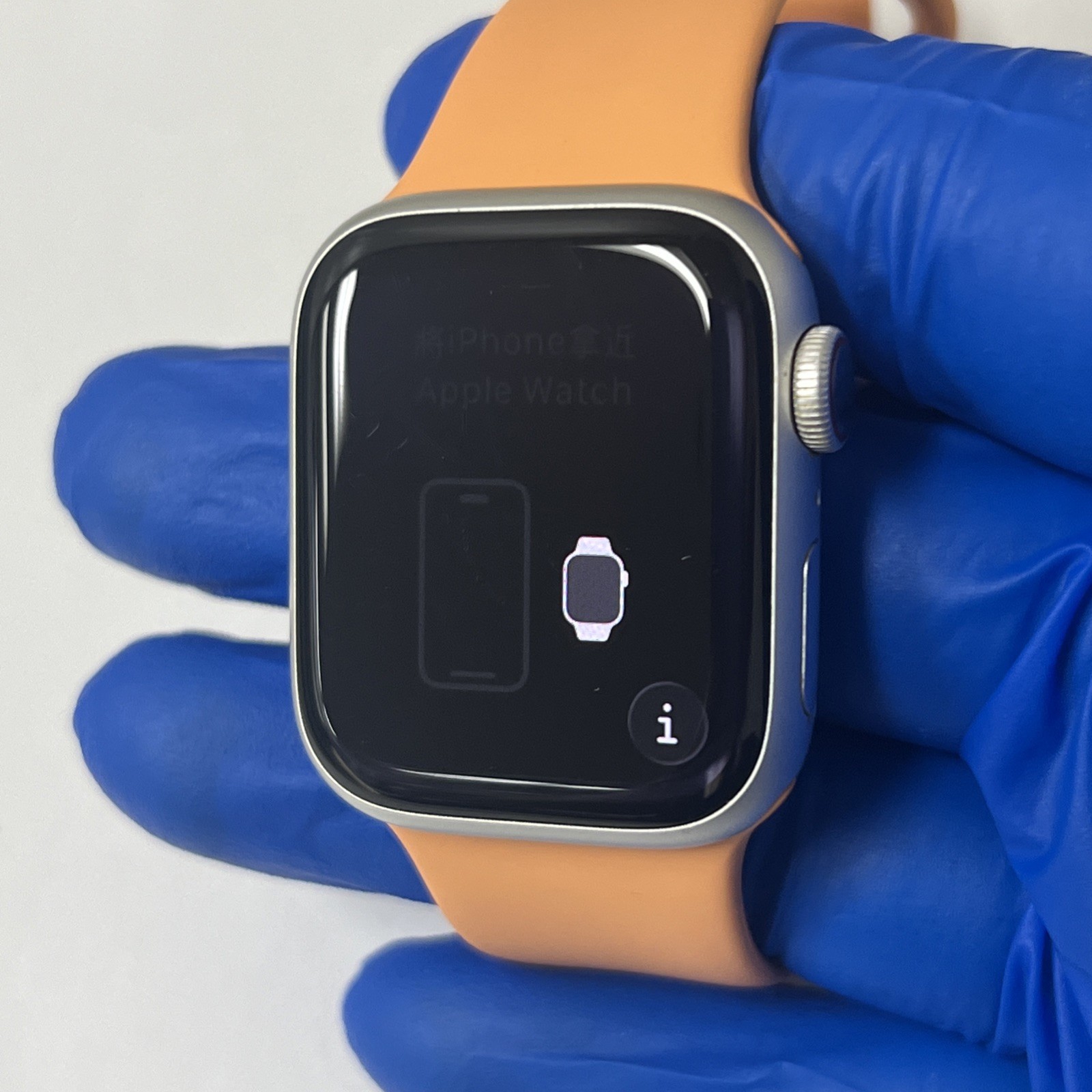 Apple Watch Series 7 41mm GPS + Cellular Silver W/ Orange Band – Good