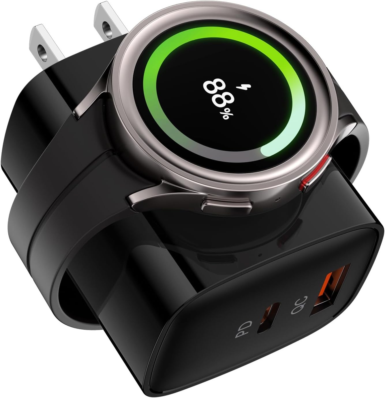 3 in 1 Wireless Charging Cube for Samsung Galaxy Watch8, USB C + A Charger