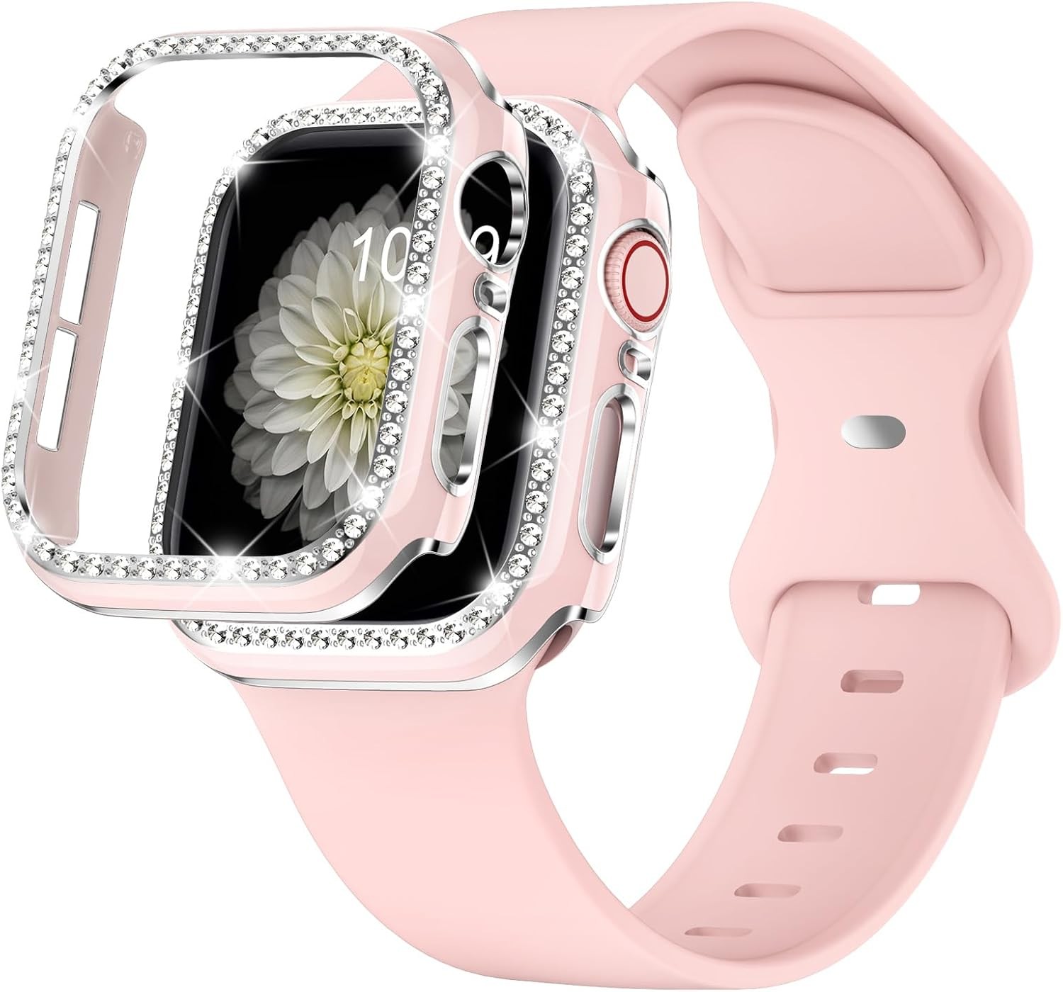 Glitter Bling Silicone Strap for Apple Watch 44mm SE Ultra 3 Series 11 Women