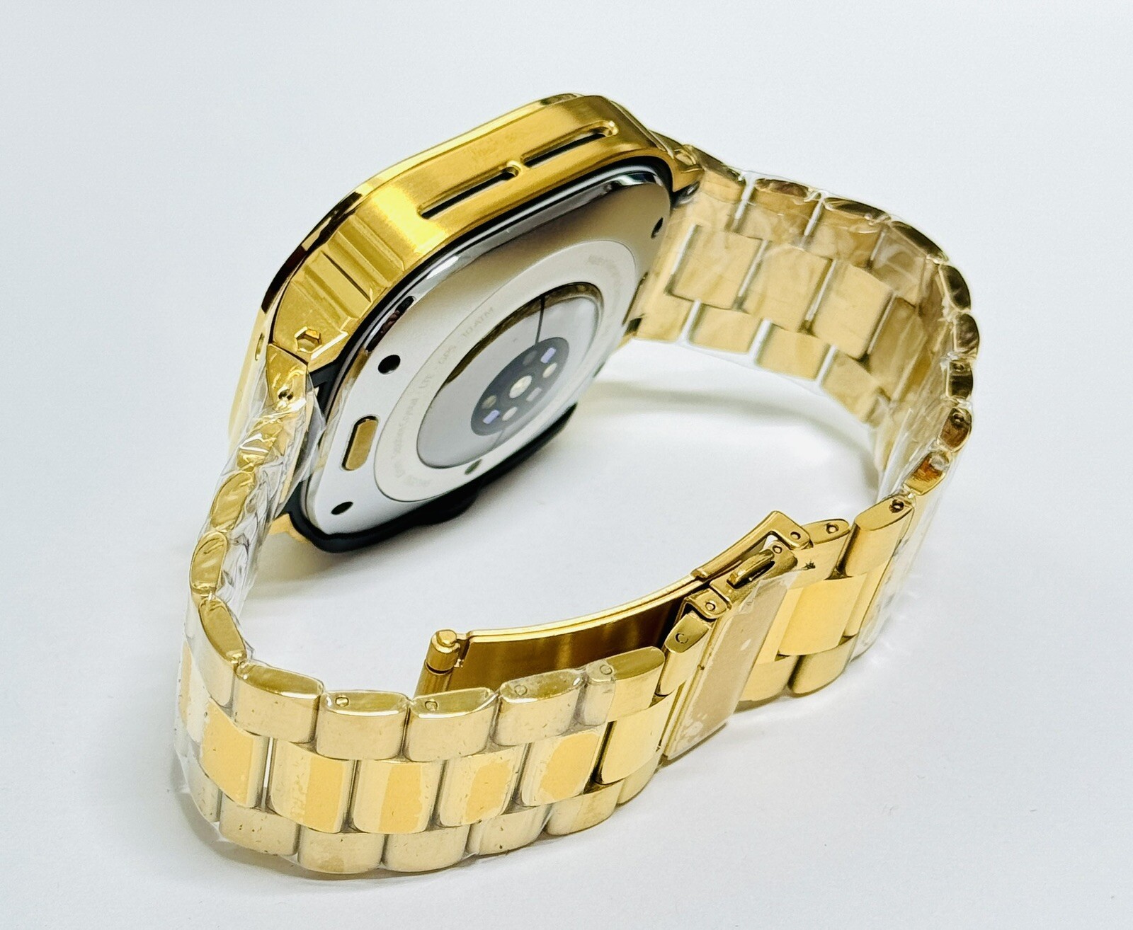 CUSTOM GOLD Samsung Galaxy Watch Ultra 47mm White 24k Gold Links Band