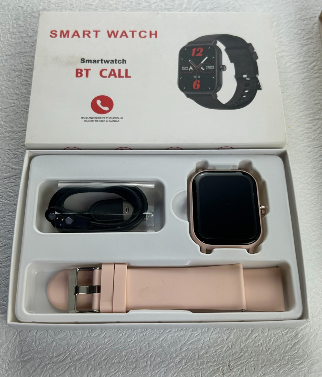 2 Smartwatch Fitness Trackers Bluetooth Call Watches Pink & Black New in Box