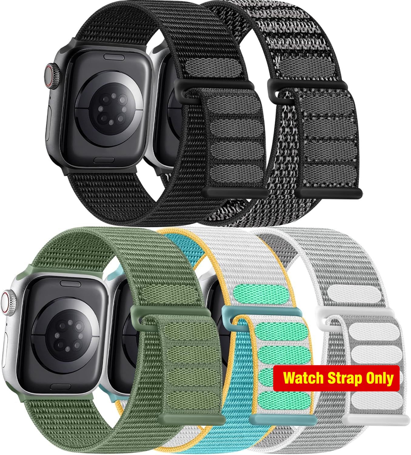 Soft Nylon Strap Compatible with Apple Watch Series 8 44mm Adjustable
