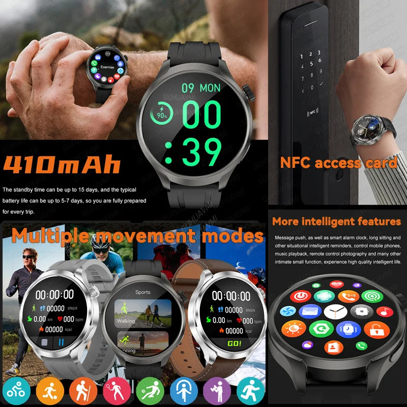 1.85″ HD Big Screen Smart watch For men Sports NFC Watch Bluetooth Call Blood Pr