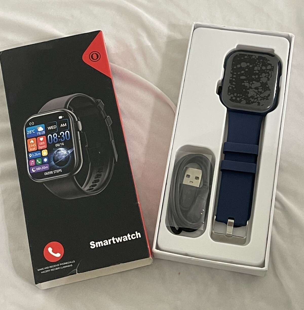 SMART WATCH G28 1.85 INCH DISPLAY WATERPROOF FITNESS HEART RATE / Blue Band
