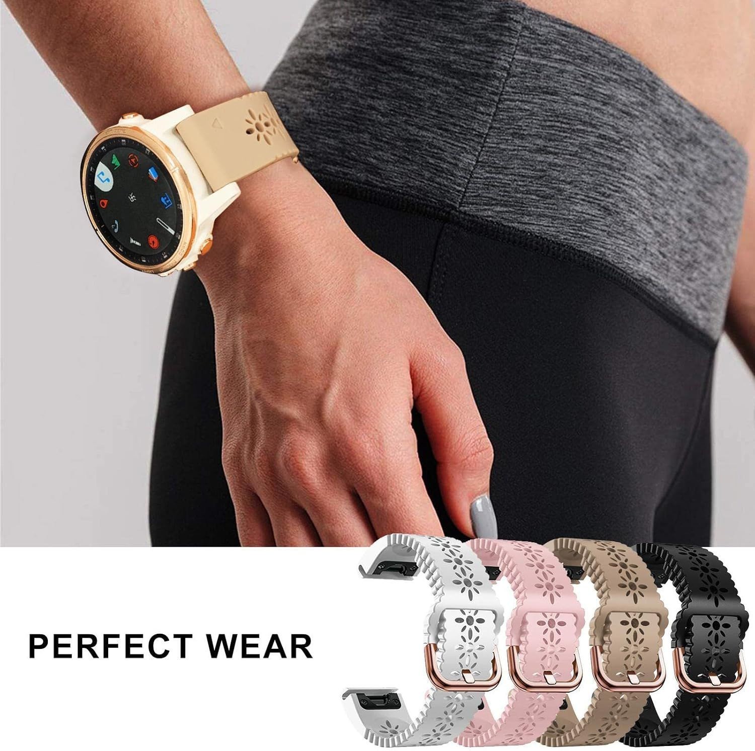 Quick Fit 20 Soft Silicone Watch Band for Garmin Fenix 8 43mm and More