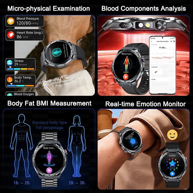 2026 AI ECG Smart Watch AMOLED Bluetooth Call Heart Rate IP68 Android iOS