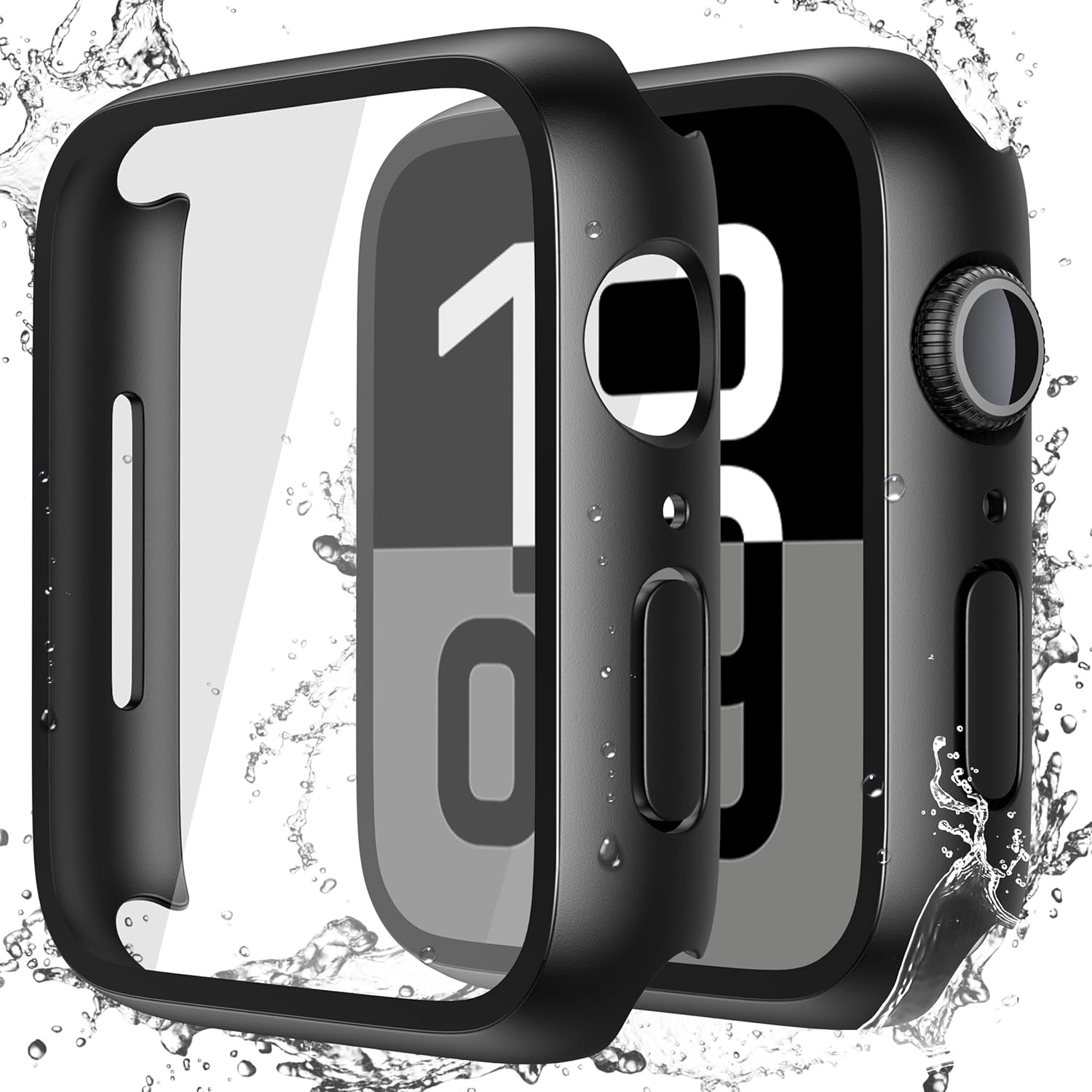2 Pack Waterproof Hard Case with Tempered Glass for Apple Watch 42mm Anti-Fall