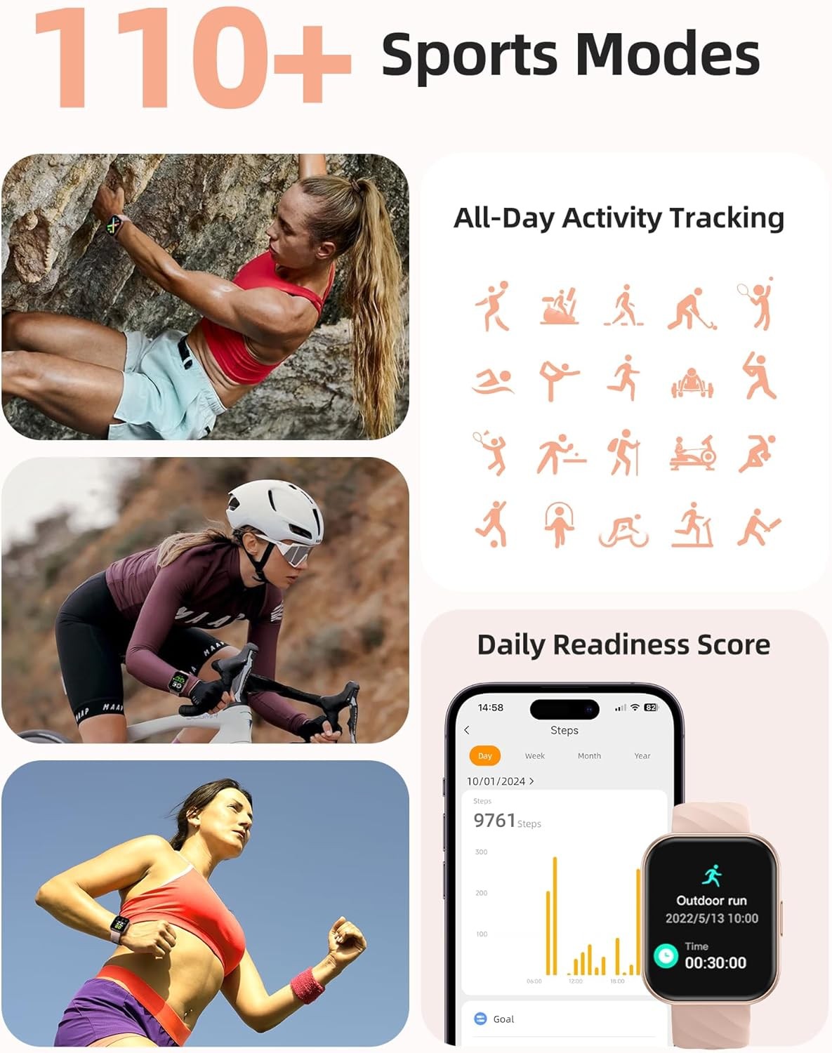 Parsonver Smart Watch, 5ATM Waterproof Swimming Watch, Fitness Activity Tracker