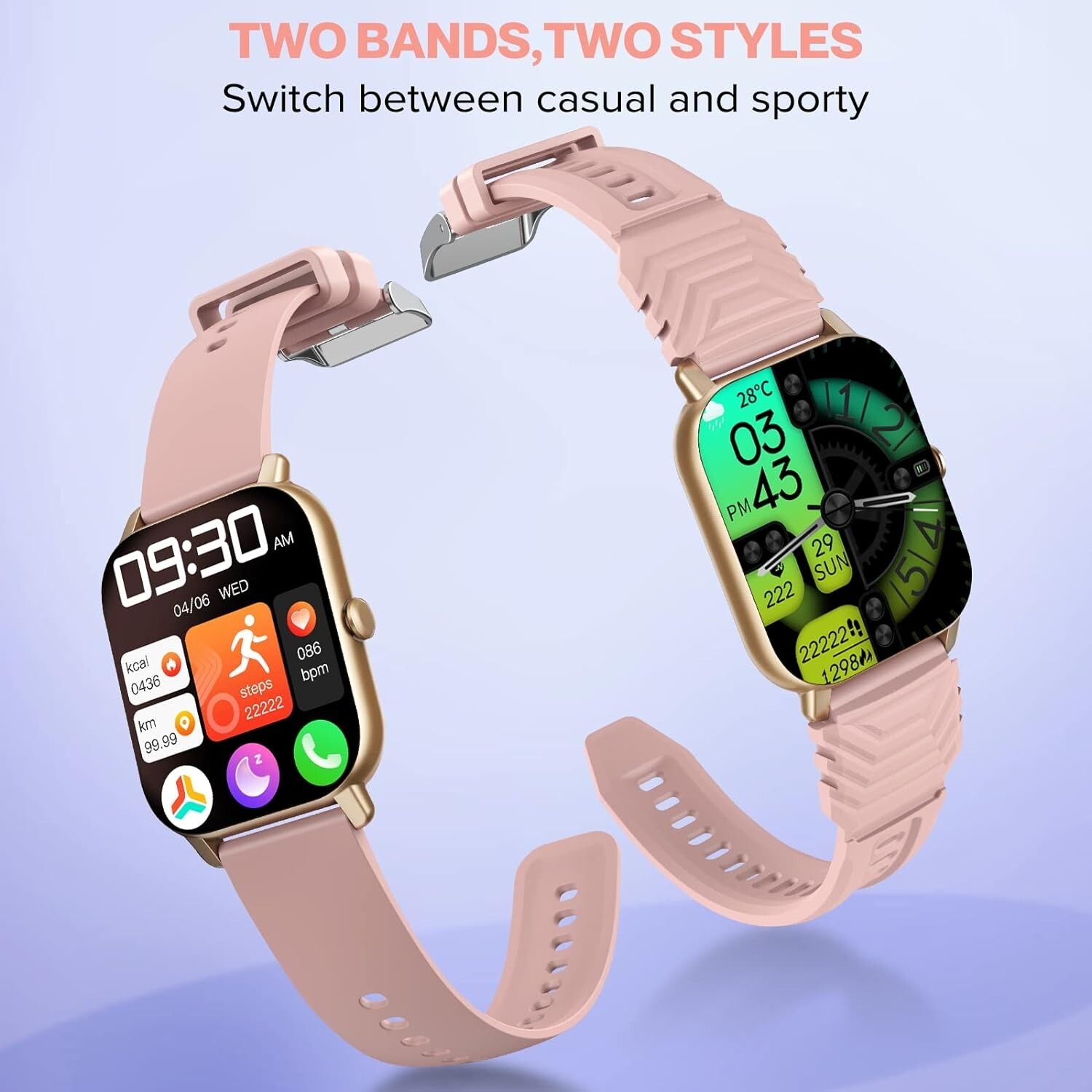 Smart Watch Fitness Tracker with Speaker Touch Screen Waterproof Pink