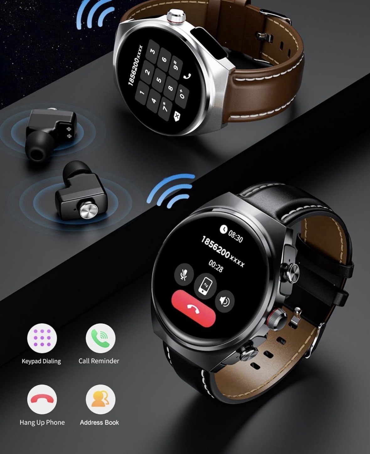 Smart Watch Touch Screen NO EARBUDS Make/Answer Calls, Fitness Tracking