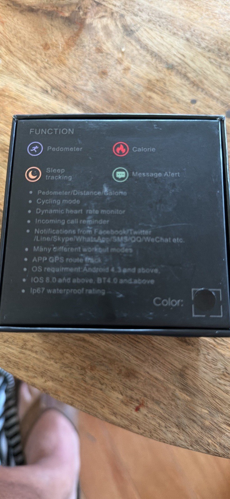 New smart watch with a black metal link band and circular face.