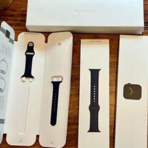 Apple Watch Series 6 40mm Blue Aluminum Case with Deep Navy Sport Band…
