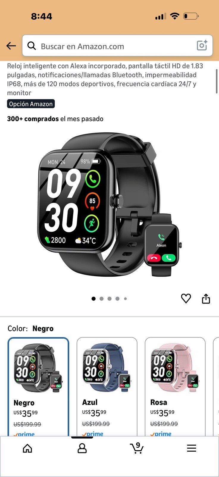 Smart Watch Black Silicone Band Black Case Touch Screen Heart Rate Monitor