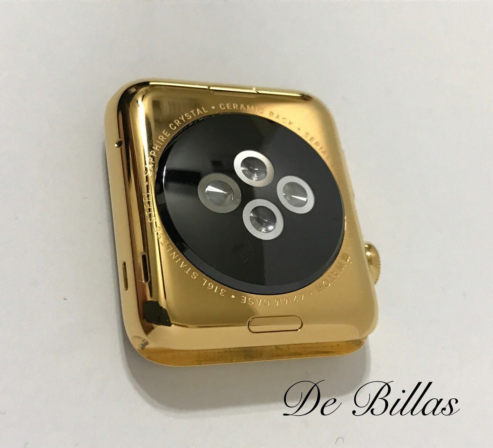 24K Gold 42MM Apple Watch Gen 1 With Double Tour Brown Leather Band