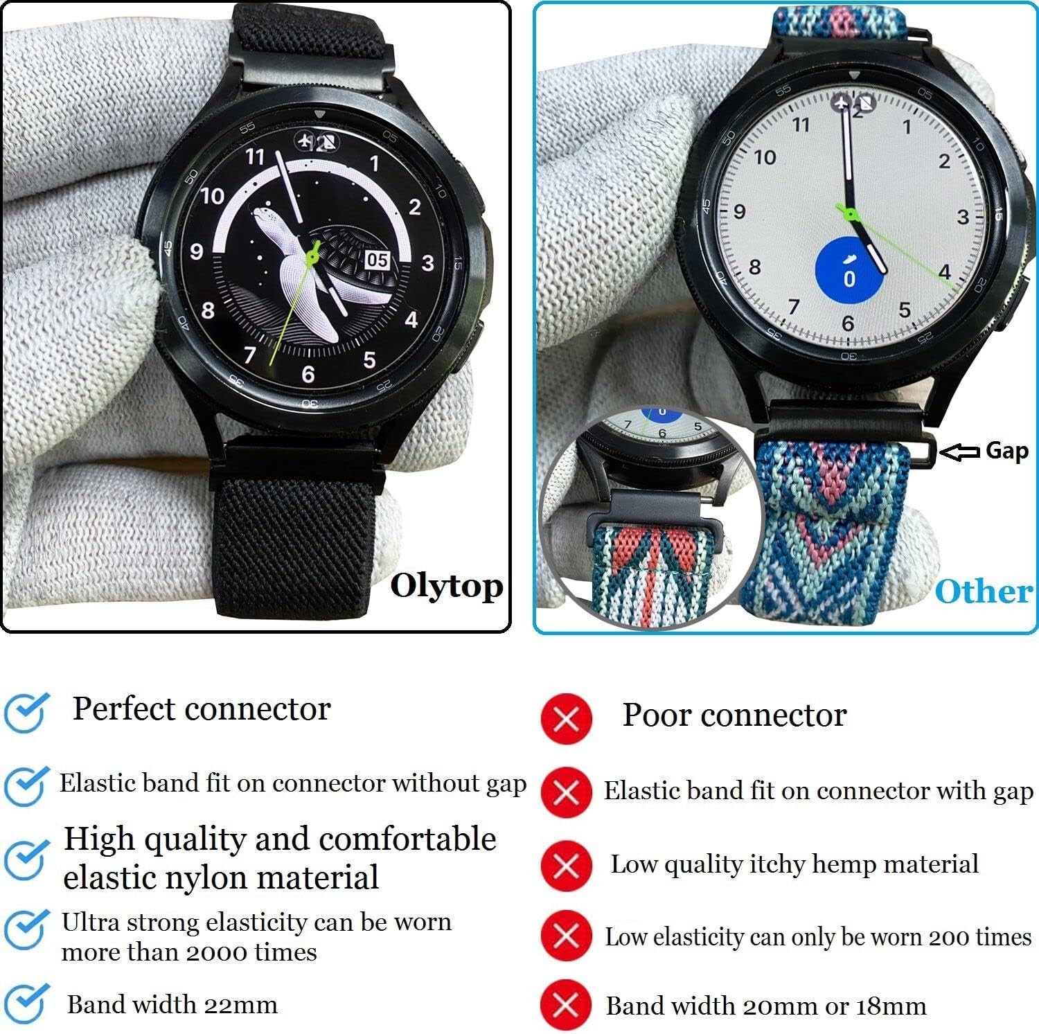 Elastic Bands Compatible with Galaxy Watch 7 47mm 46mm 43mm 42mm 45mm
