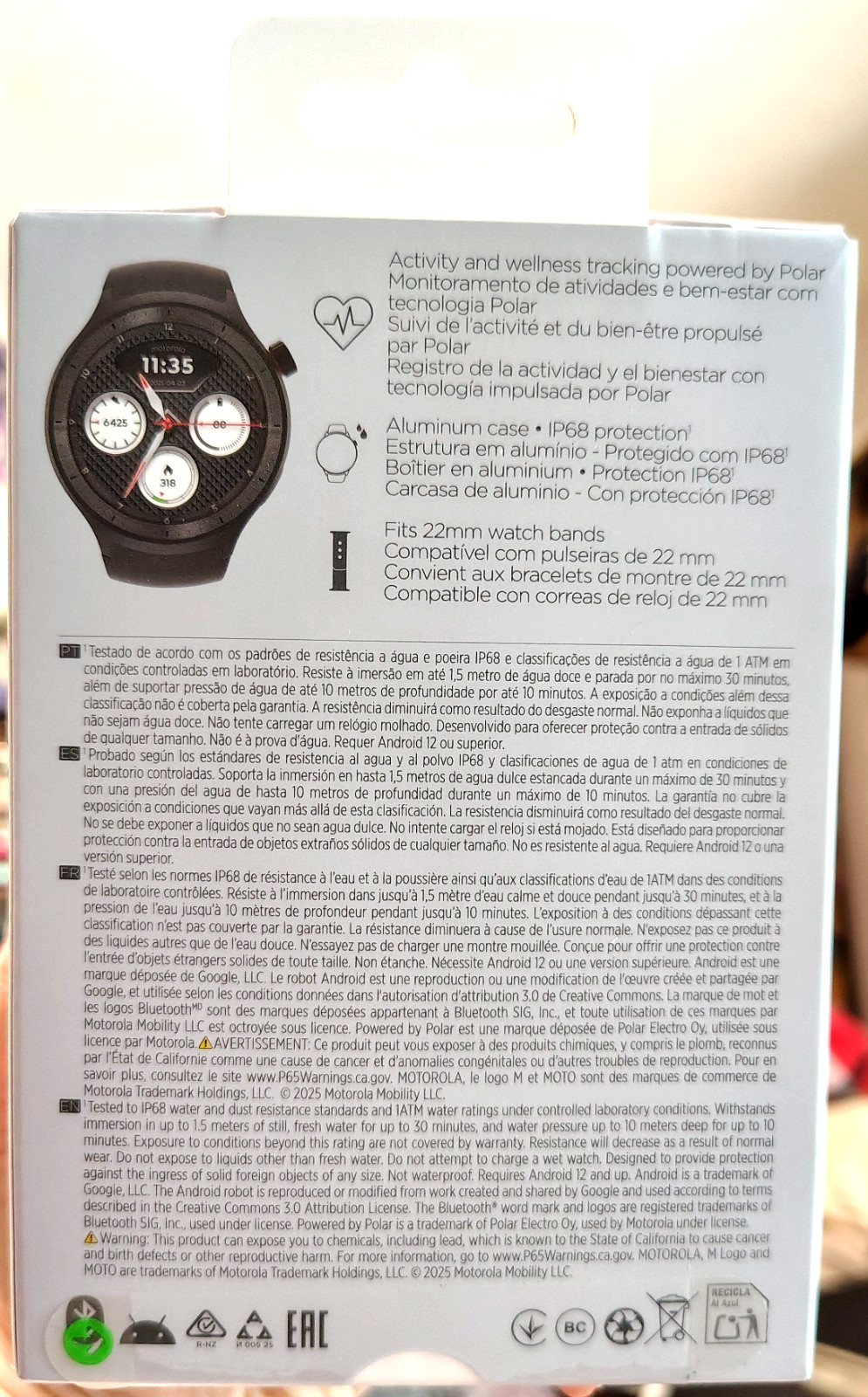 Motorola Moto Watch 2026 (XT2547) Customze, Polar Fitness Tracking, moto ai