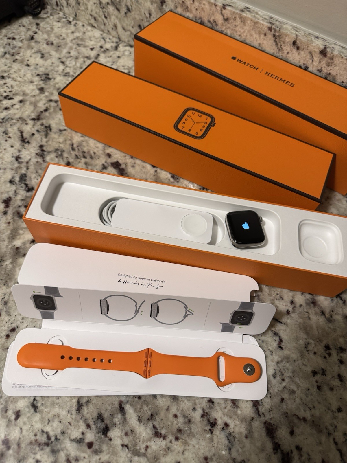 Hermes Series 6 Stainless Steel 40mm Apple Watch Cellular GPS Orange Sport Band