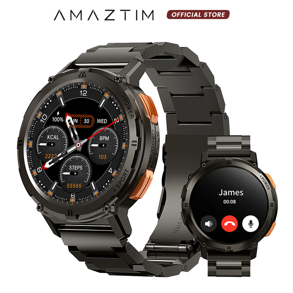 2024 AMAZTIM TANK T2 Ultra Smart Watches Men 50M Waterproof AOD Bluetooth Watch