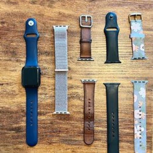 Apple Watch Series 6 40mm Blue Aluminum Case with Deep Navy Sport Band…